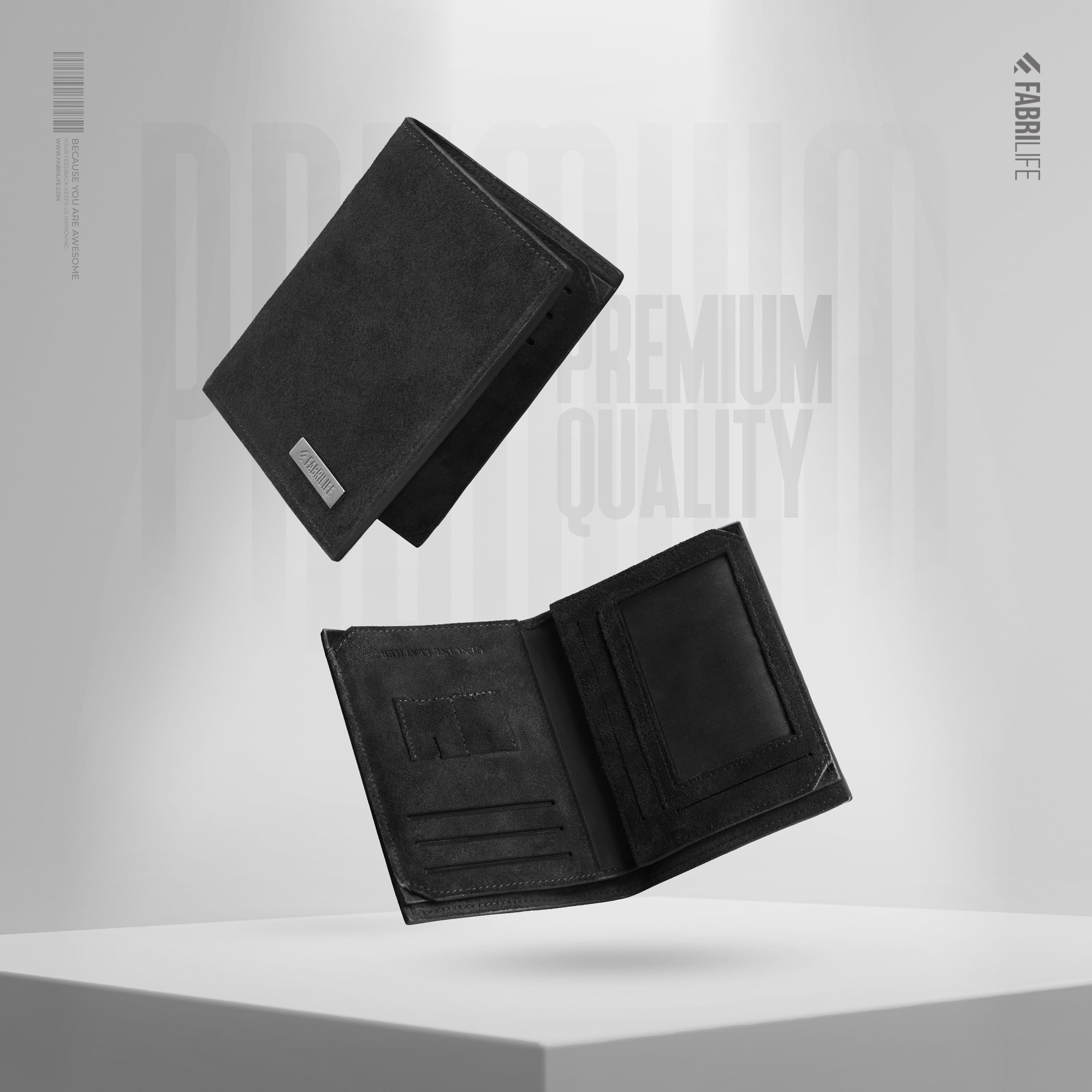 Mens Premium Wallet - Velour - Black