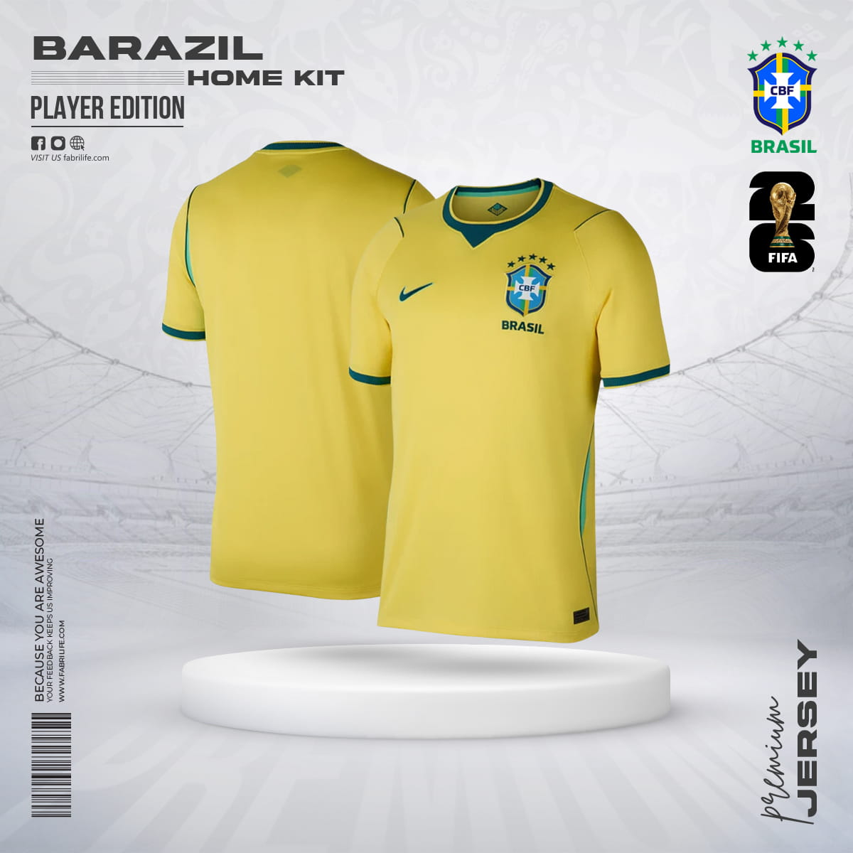 Brazil 2026 World Cup Home Jersey - Player Edition