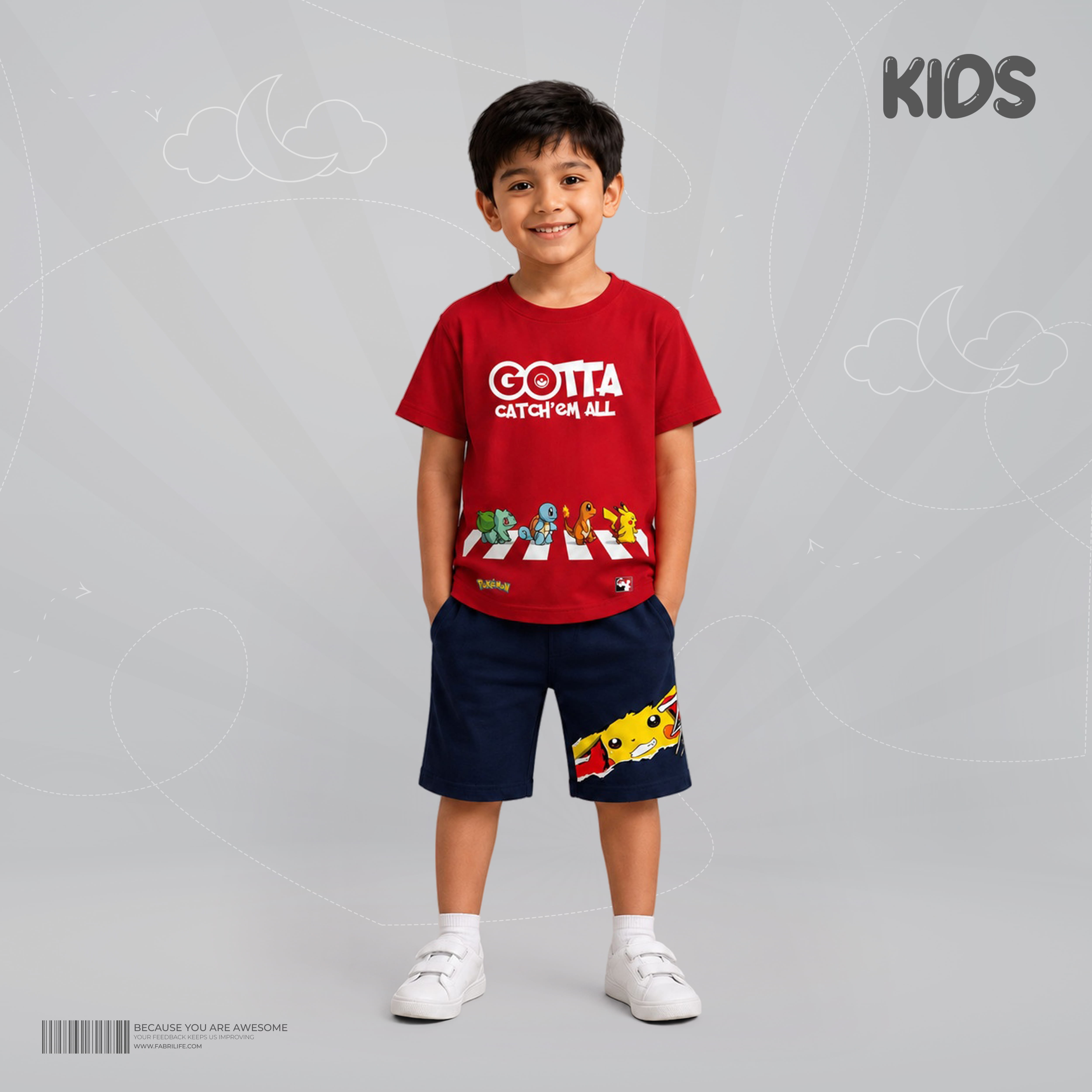 Kids Premium Cotton Combo Set - Pokemon